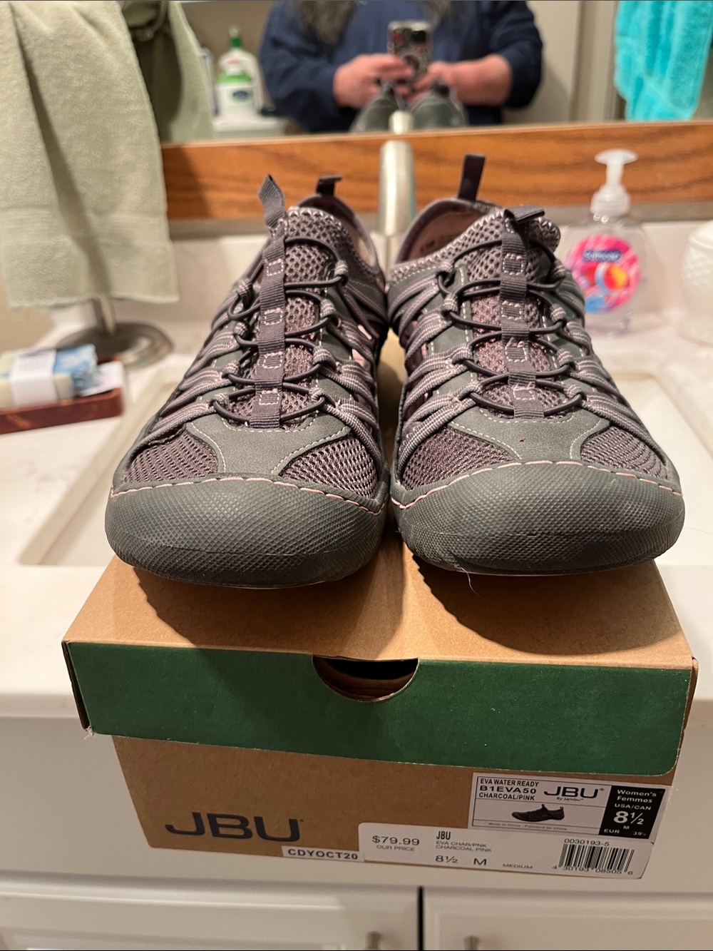JBU Women's Charcoal Gray Mesh Lace-Up Sneakers